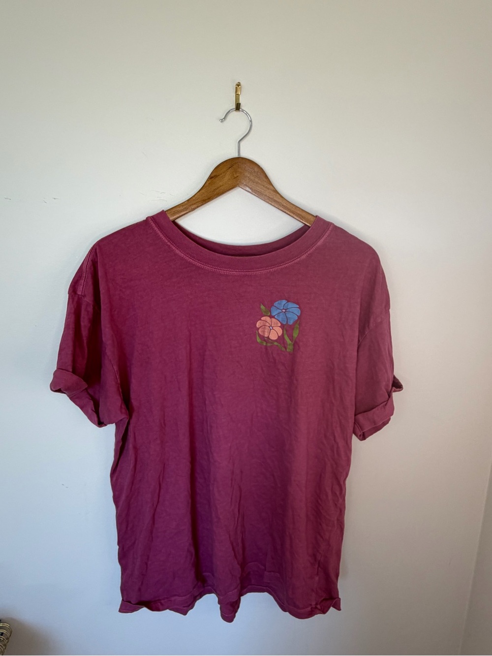 Women's Rose-Pink Floral Pocket Tee